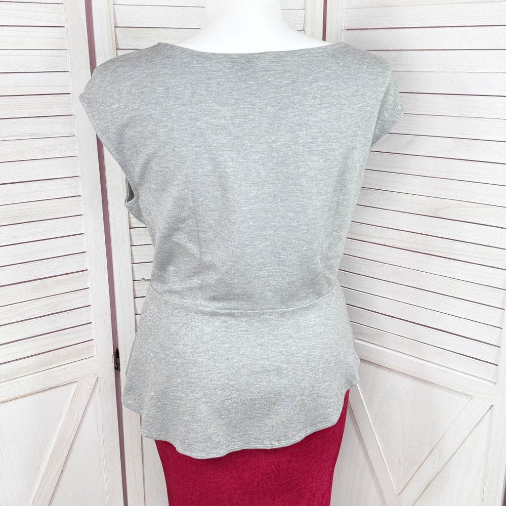 6th & LN Lane Bryant Asymmetrical Peplum Sleeveless Knit Top Grey 18 - Picture 4 of 12